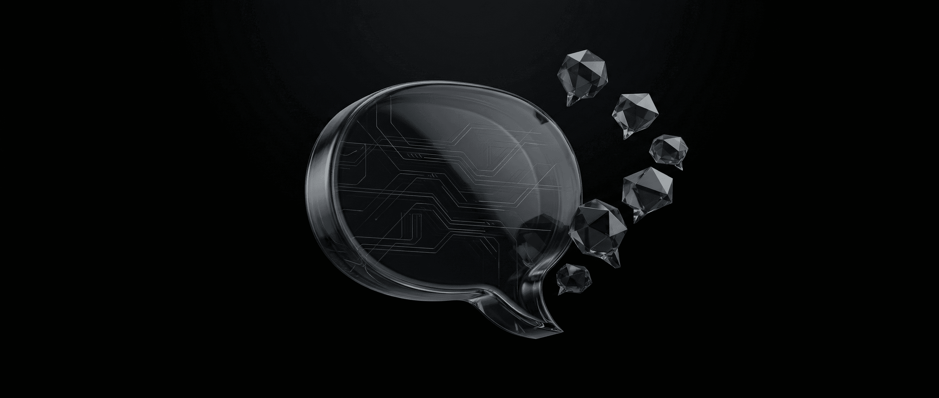 Geometrische vormen die AI klantenservice en geautomatiseerde communicatie visualiseren