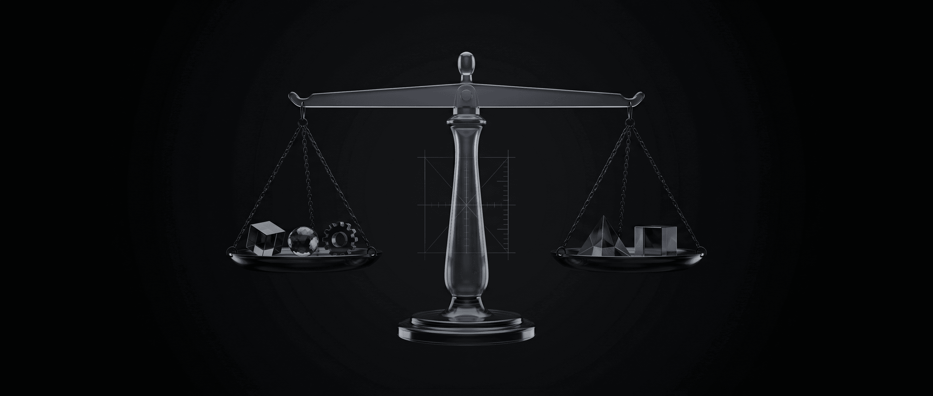 Dark geometric crystalline shapes representing the comparison of AI tools for business