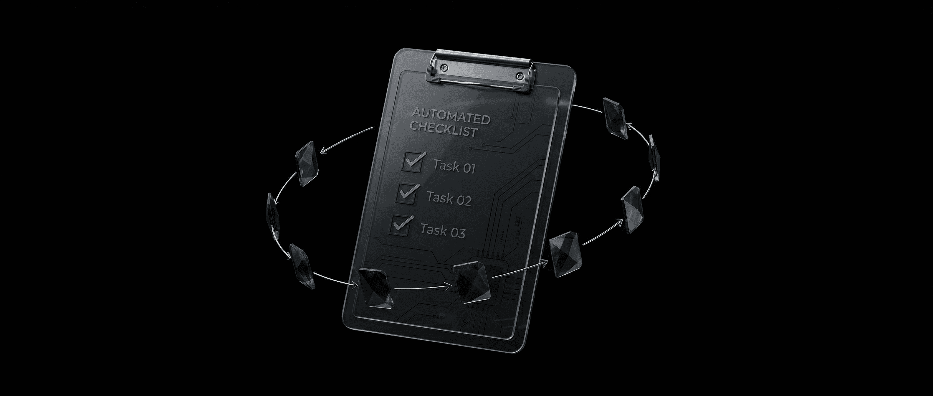 Abstracte geometrische vormen die workflow automatisering en verbonden bedrijfsprocessen visualiseren